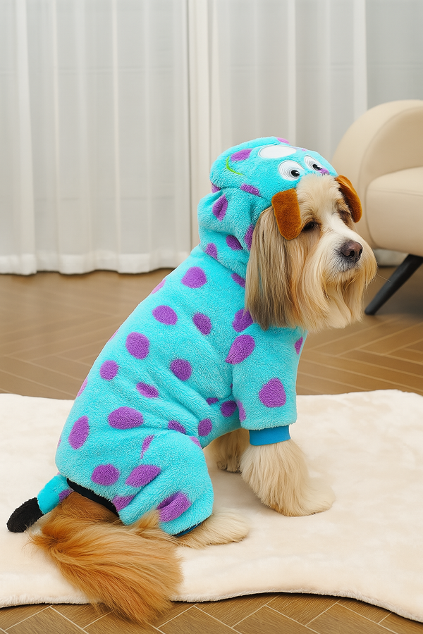Fantasia Sulley para Pets – Roupinha Quentinha e Fofa para Cães e Gatos
