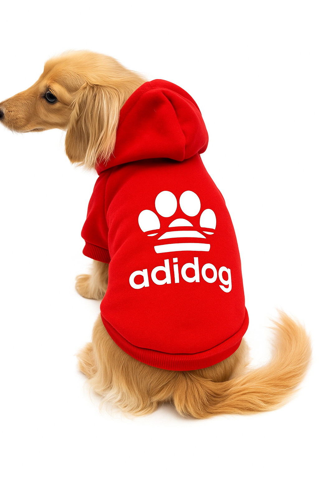 Moletom vermelho para cães pequenos, estilo Adidog
