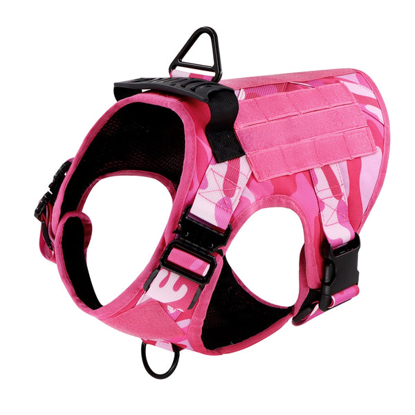 Peitoral para Cachorro Tático Resistente Camuflado Rosa