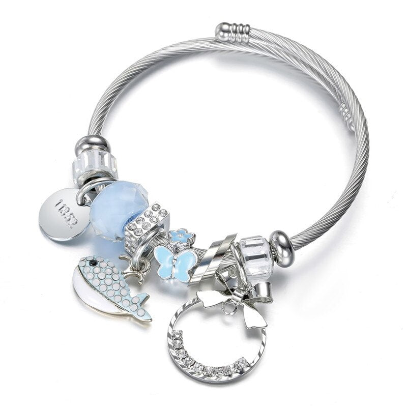Bracelete de Crystal abelhinhas com Charms