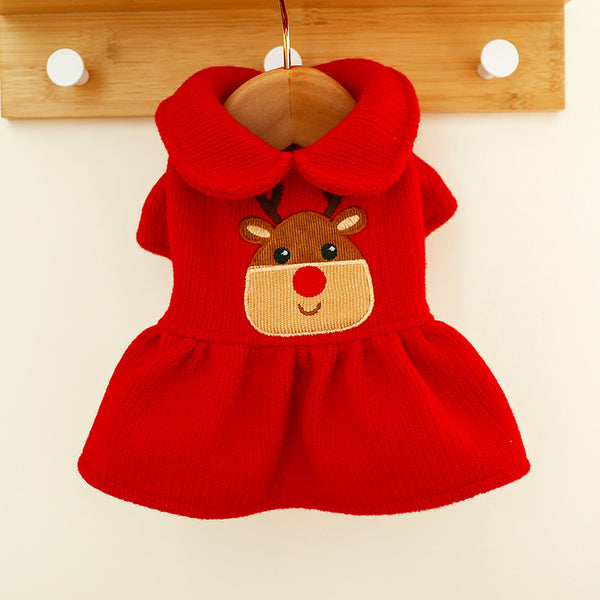 Vestido de Natal pra cães e gatos Vermelho de Rena