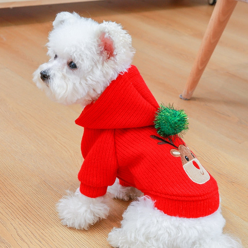 Vestido de Natal pra cães e gatos Vermelho de Rena