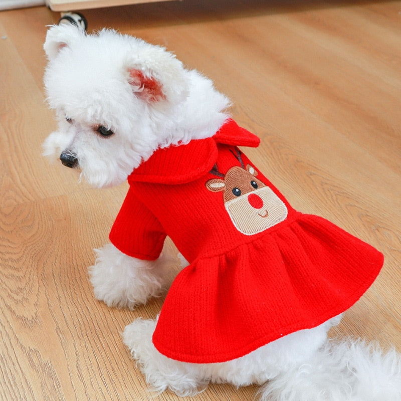 Vestido de Natal pra cães e gatos Vermelho de Rena